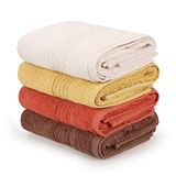 4-delige handdoekenset koraal geel bruin beige