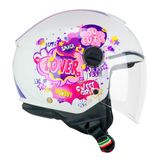CGM Helm met open gezicht, 261G Mini Comics, fuchsia, wit, YL (51-52 cm)