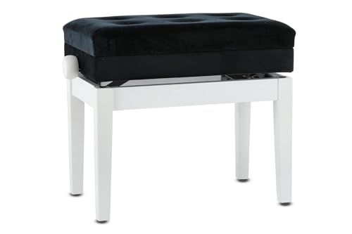 GEWA Pianobank Deluxe Compartment, wit mat, met muziekbladvak