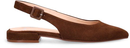 Manfield - Dames - Taupe suède slingbacks - Maat 41