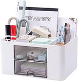 Famanu – Bureau-organizer met 5 vakken en 2 laden, multifunctioneel opbergsysteem voor kantooraccessoires