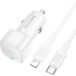Borofone BZ34B Chargeur de voiture Cloud avec câble Lightning, 20W, 3A, 1 x USB-A - 1 x USB-C, Blanc