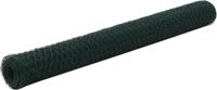vidaXL Kippengaas - 25x1,2 m - Staal met PVC Coating - Groen