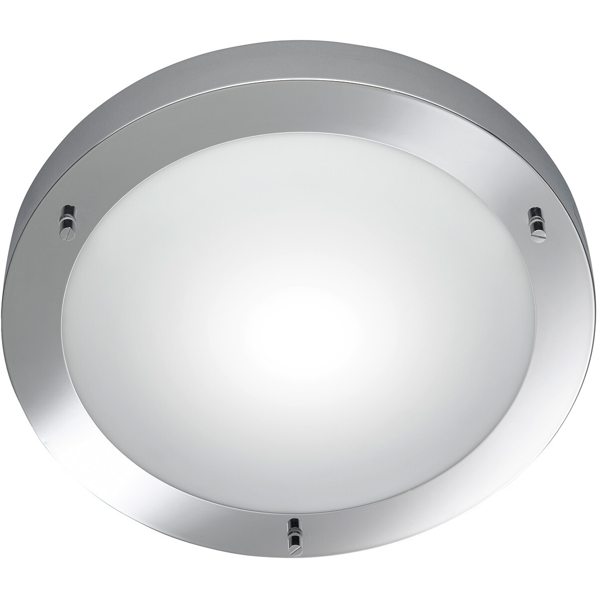 BES LED LED Plafondlamp - Trion Condi - Opbouw Rond - Spatwaterdicht IP44 - E27 Fitting - Glans Chroom Aluminium - Ø310mm