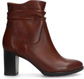 No Stress - Dames - Cognac leren enkellaarsjes met hak - Maat 42