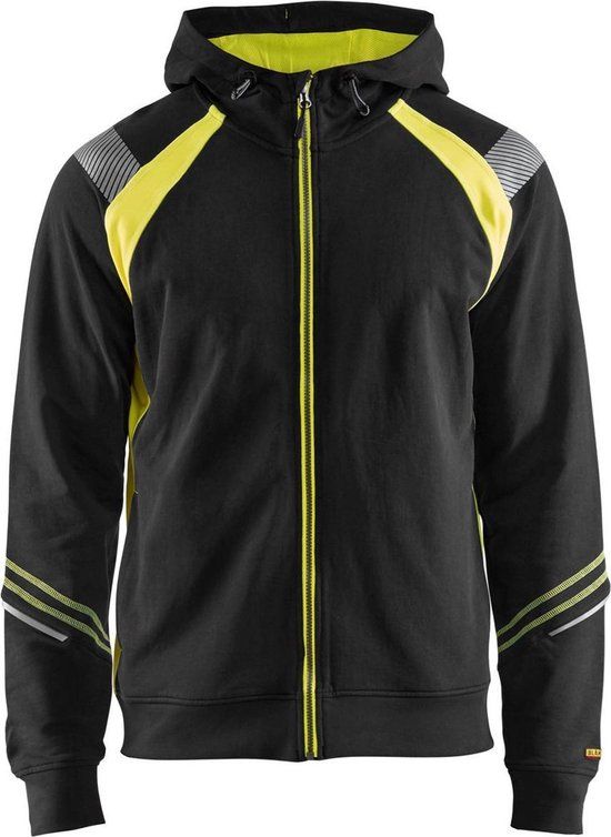 Blåkläder Hooded sweatshirt hele rits Visible 3433-1158 - Zwart/High Vis Geel - L