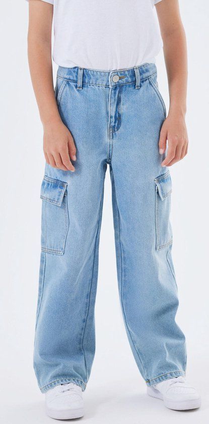 Name It Jeans Nkfrose Hw Wide Cargo Jeans - Light Blue Denim - Women's