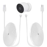 iTODOS 2 stuks 6 m netsnoer voor Google Nest Cam (batterij) - wit