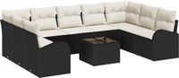 vidaXL Tuinbank Set 10 st Zwart en Wit Poly Rattan