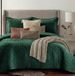 Tribeca Living Fluwelen twinsize spreiset, tweedelig, beddengoed met honingraatsteek, superzachte fluweel van 260 GSM, oversized sprei en één kussensloop, blauwgroen (teal)
