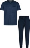 Phil & Co Essential Heren Pyjama Set Korte Mouw Blauw/Gestreept - Maat XL