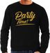 Bellatio Decorations Shoppartners Bv Party time - gouden letters - sweater - zwart - heren - Glitter en Glamour thema - party kleding XL