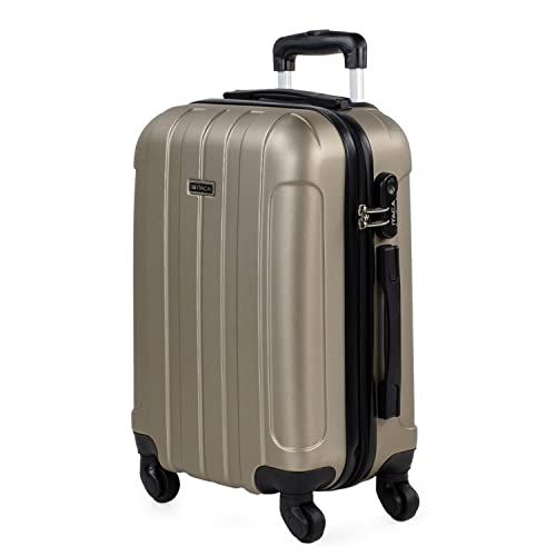 ITACA - Stijve Cabine Suitcase 20 Klein Reis Koffer met Wielen - ABS Hand Koffer 55x40x20 met Telescoopsteel - Lichtgewicht Cabin Max Hanbagage Luggage met cijferslot, Champagne