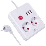 Maclean MCE387 W - Stekkerdoos - verlengkabel 1.5m - 2 stopcontacten + 3xUSB - wit