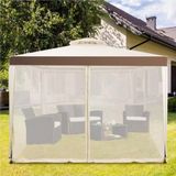 Pavillon – Chambre de jardin – Tente de fête – Pare-soleil – Tente d'extérieur – 3x3 mètres – Polyester hydrofuge avec moustiquaire – Cadre en acier inoxydable – Marron