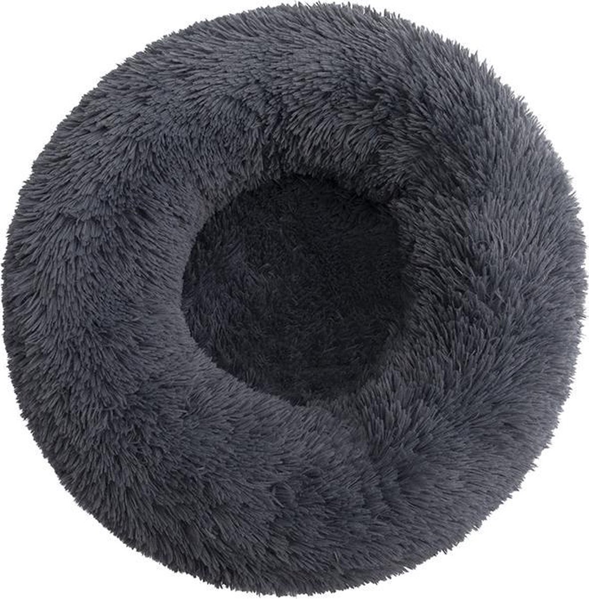 BEESSIES BEESSIES® donut hondenmand/kattenmand 60 cm - wasbare hoes - Antraciet donkergrijs - huisdierbed hond mand