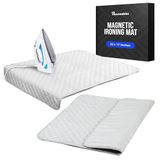 Houseables Strijkdeken, magnetische mat waspad, 46,3 x 82,5 cm, grijs, gewatteerd, wasmachinedroger, hittebestendige pad, alternatieve hoes voor strijkplank