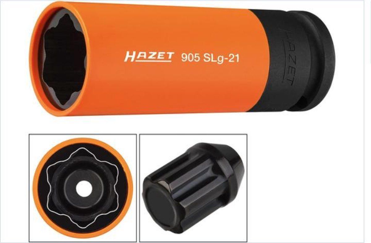 HAZET Lange krachtdop 21 mm | Hyundai, Kia - Wielbouten | Ster | Slagmoer sleutels