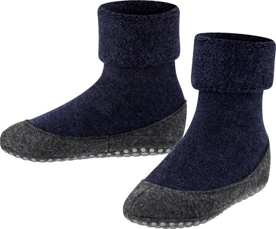 FALKE Cosyshoe Minis antislip noppen merinowol huissokken pantoffels kinderen blauw - Maat 21-22