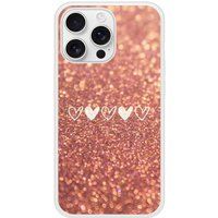 Apple iPhone 16 Paillettes coeur Verstevigd hoesje met sublimatie bedrukking