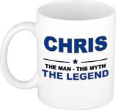 Bellatio Decorations naam cadeau mok - Chris - man myth legend - koffiemok - 300 ml - collega - vaderdag
