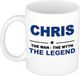 Bellatio Decorations naam cadeau mok - Chris - man myth legend - koffiemok - 300 ml - collega - vaderdag
