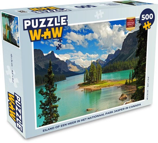 MuchoWow Puzzel Eiland op een meer in het Nationaal park Jasper in Canada - Legpuzzel - Puzzel 500 stukjes - Sinterklaas cadeautjes - Sinterklaas voor grote kinderen