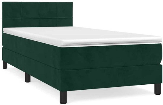 vidaXL Boxspring met matras fluweel donkergroen 100x200 cm