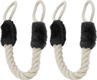 Merkloos Relaxdays deurstopper deurklink - 60 cm - touw - beige-zwart