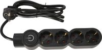 FX Tools Stekkerdoos 4-voudig met randaarde en schakelaar - Zwart - 140 cm snoer
