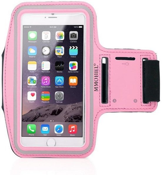 Mmobiel SportHardloop armband voor iPhone 8 Plus / 7 Plus / 6S Plus / 6 Plus Roze Incl. Sleutelhouder Sportband smartphone sport armband iPhone 6 Plus 6S Plus roze