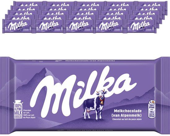 MILKA Chocolade Reep Alpenmelk - Doos 25 x 90g - Chocoladerepen en Tabletten - Verjaardag Cadeau - 2250g