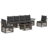 vidaXL Tuinbank Set 7 st Grijs en Donkergrijs poly rattan