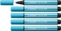 STABILO Pen 68 MAX – Premium Viltstift Met Dikke Beitelpunt - Azuurblauw - Doos 5 stuks
