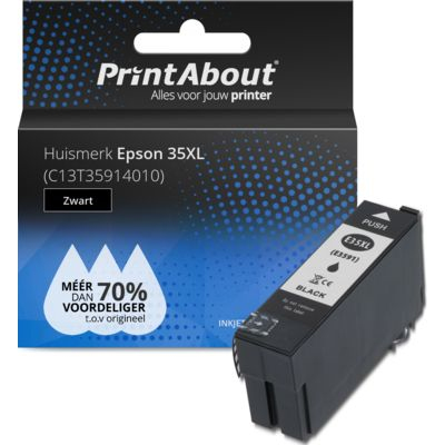 PrintAbout Huismerk Epson 35XL (C13T35914010) Inktcartridge Zwart Hoge capaciteit