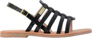 Les Tropeziennes by M. BELARBI HIKANO Zwarte Leren Platte Sandalen Dames 37