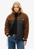 Superdry Workwear Hybride Fleece Jas Dames Bison Brown