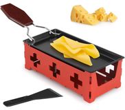 Merkloos Kaassmelter raclette grill - Kaassmeltpan met antiaanbaklaag - Siliconen spatel - Rood