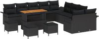 vidaXL Tuinbank Set Zwart Poly Rattan