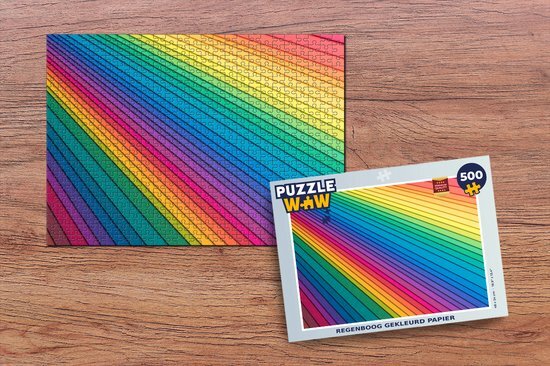 MuchoWow Puzzel Regenboog gekleurd papier - Legpuzzel - Puzzel 500 stukjes