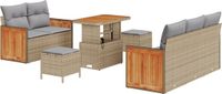 vidaXL Tuinbank Set 10 st 7-Aantal zitplaatsen Beige en Lichtgrijs