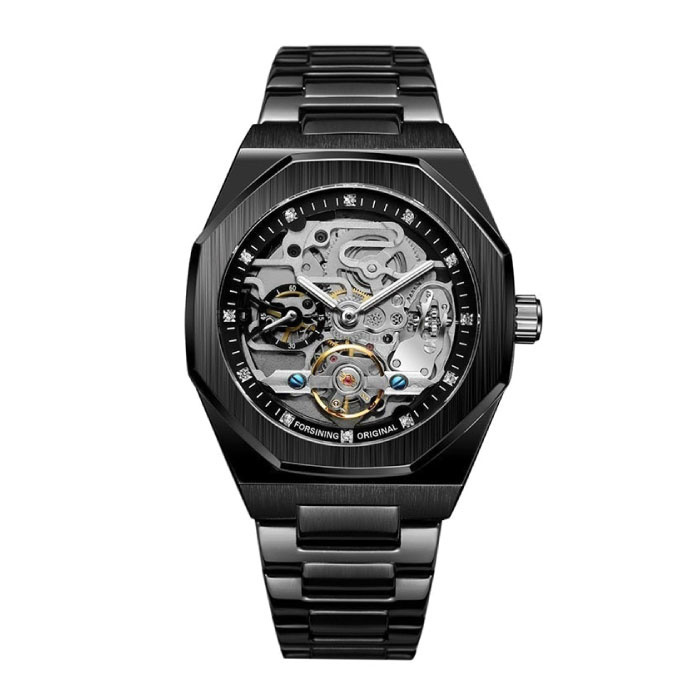 Forsining Forsining Mechanisch Roestvrij Staal Luxe Horloge voor Heren - Zakelijk Mode Polshorloge Zwart