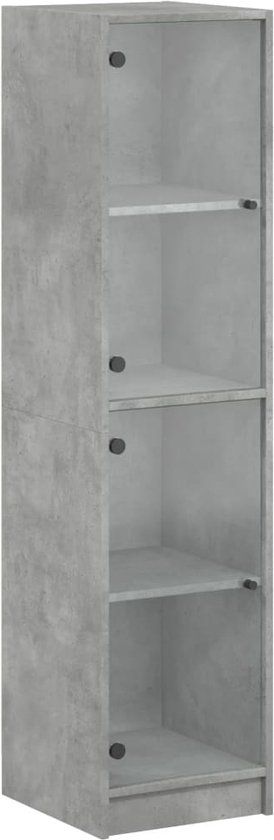 vidaXL Hoge kast met glazen deuren 35x37x142 cm betongrijs