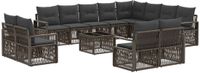 vidaXL Tuinbank - Set - 13-delig - Grijs - Polyrattan