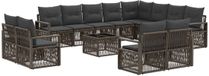 vidaXL Banc de jardin - Set - 13 pièces - Gris - Polyrattan