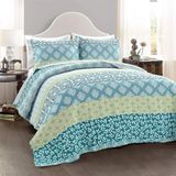 Lush Decor Bohemian Streep, Katoen, Blauw & Groen, koning