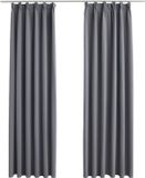 vidaXL Gordijnen verduisterend met haken 2 st 140x175 cm grijs