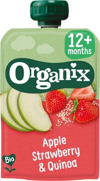 6x Organix Knijpfruit 12+m Appel Aardbei & Quinoa 100 gr