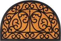 Merkloos Relaxdays Deurmat kokos - 60x40 cm - halfrond - ornamenten A - antislip