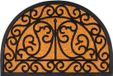Merkloos Relaxdays Deurmat kokos - 60x40 cm - halfrond - ornamenten A - antislip